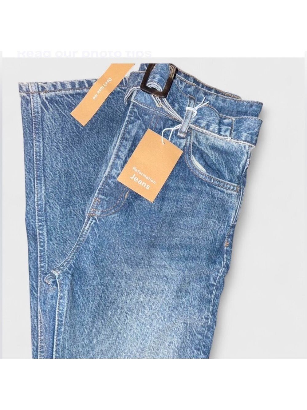 Reformation Cynthia Belted High Rise Straight Jeans size 26 NWT - Picture 3 of 13